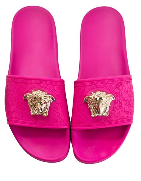 hot pink versace slides|light pink versace slides.